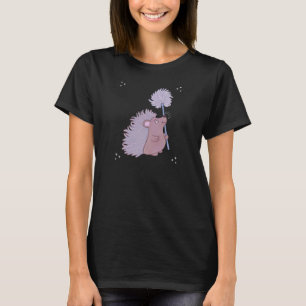 Camiseta Ouriço com Dente-de-Leão Fofa Arte Popular da Na