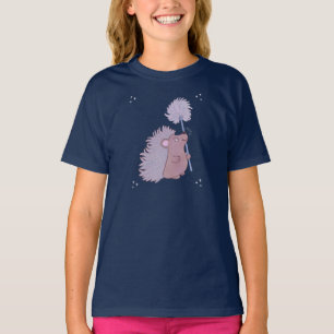 Camiseta Ouriço com Dente-de-Leão Fofa Arte Popular da Na