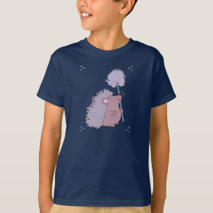 Camiseta Ouriço com Dente-de-Leão Fofa Arte Popular da Na