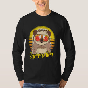 Camiseta ouriço de verão pôr do sol retrô férias na praia H