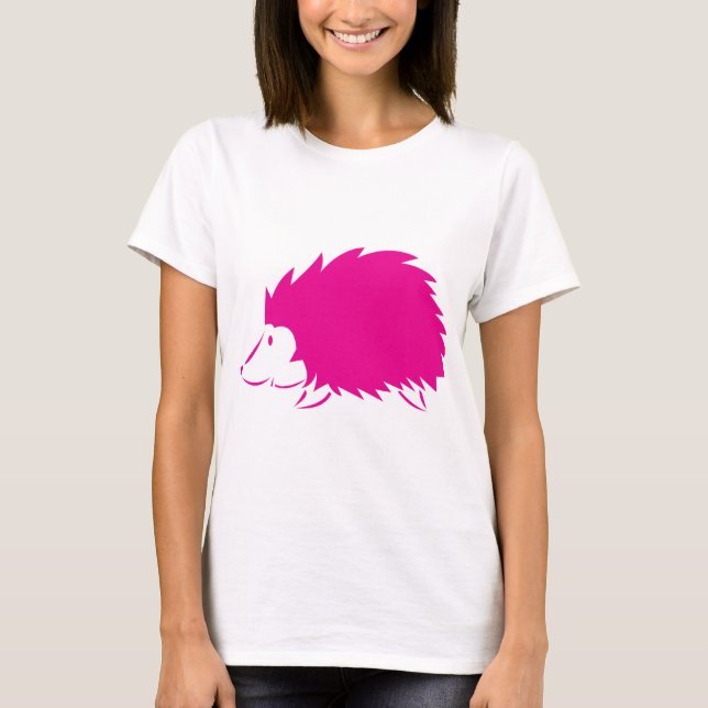 Camiseta Ouriço do rosa quente (Frente)