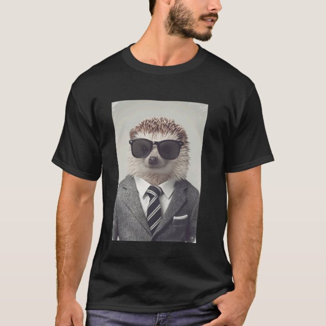 Camiseta ouriço em terno ouriço engraçado (Frente)
