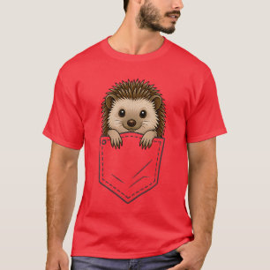 Camiseta Ouriço Engraçado Espiando do Bolso Amante de Anima