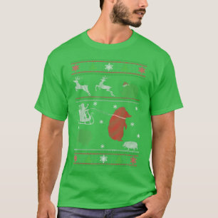 Camiseta Ouriço engraçado Natal neve pinheiro zelador