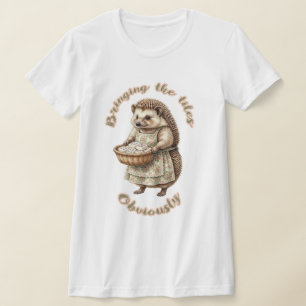 Camiseta Ouriço Engraçado Trazendo as Peças Mahjong