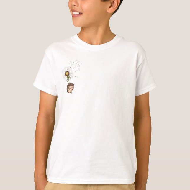Camiseta Ouriço Flutuando em Dente-de-Leão Infantil (Frente)