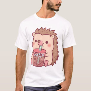 Camiseta ouriço Fofo Bebendo Chá de Boba
