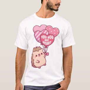 Camiseta ouriço fofo com balões de coração você rouba meu c
