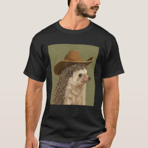 Camiseta ouriço fofo usando chapéu de cowboy