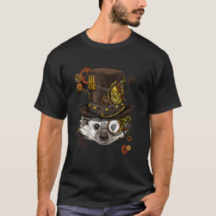 Camiseta ouriço gótico steampunk face de animal mecânico