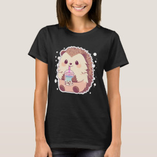 Camiseta ouriço Kawaii Bebe Chá de Bolhas Ouriços Boba