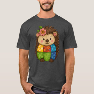 Camiseta ouriço patchwork animal fofo engraçado