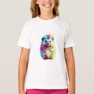 Camiseta ouriço Pintura Espalhada Vibrante para Crianças