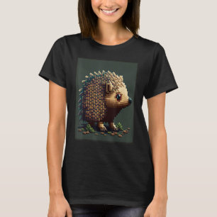 Camiseta ouriço retrô de 8 bits em Pixel Art