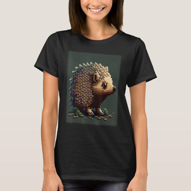 Camiseta ouriço retrô de 8 bits em Pixel Art (Frente)