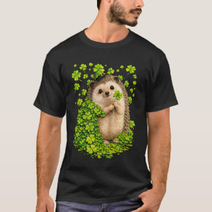 Camiseta ouriço sortudo com trevos de shamrocks St Patricks
