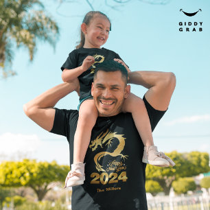 Camiseta Ouro 2024 Dragão chinês negro