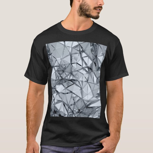 Camiseta Ouro 3D Metal: Fundo Geométrico (Frente)