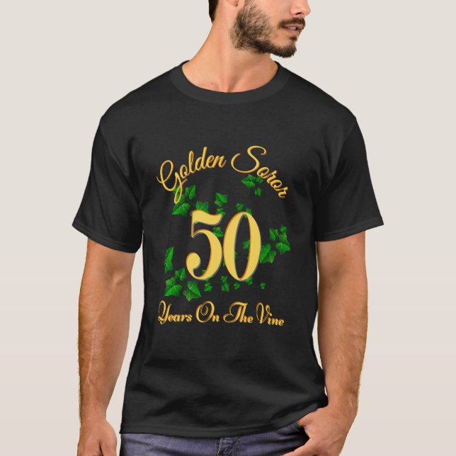 Camiseta Ouro - 50 Anos Na Vinha - Primeiro Preto (Frente)