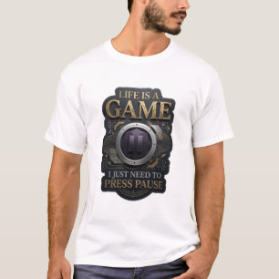 Camiseta Ouro A VIDA É UM JOGO EU SÓ PRECISO PAUSAR v2
