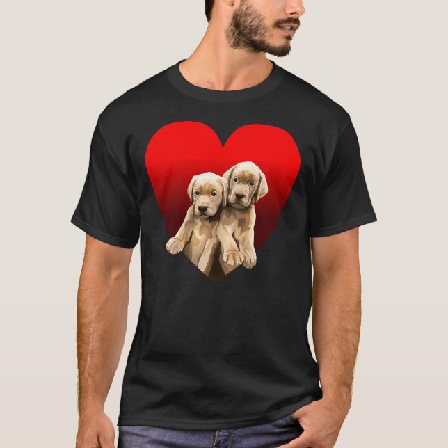 Camiseta Ouro Amarelo Labrador Torna Coração Dentro (Frente)