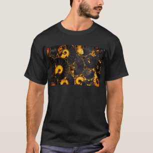 Camiseta Ouro âmbar preto Nautilus padrão da casca, fóssil