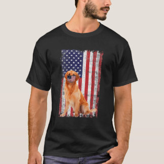Camiseta Ouro Americano Flag Dog Veste A Máscara 4 De Ju