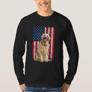 Camiseta Ouro Americano Flag Dog Veste Face Máscara 4º De J