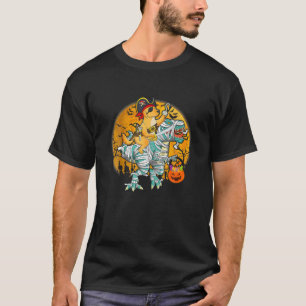 Camiseta Ouro Andando Dinossauro Mummy Pumpkin T Rex Hallow