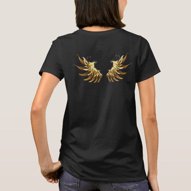 Camiseta Ouro Angel Wings sobre fundo preto (Verso)