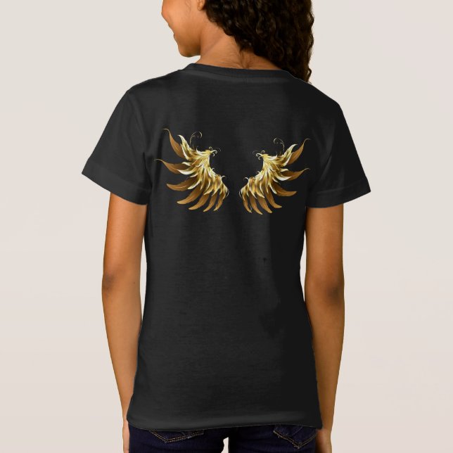 Camiseta Ouro Angel Wings sobre fundo preto (Verso)