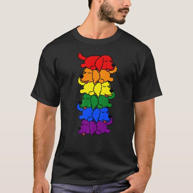 Camiseta Ouro Arco-Íris Cujo Retriever Orgulho gay Lgbt Pup (Frente)