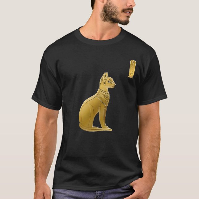 Camiseta Ouro Bastet - Deusa de Gato Egípcia (Frente)