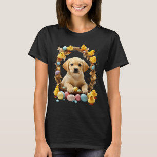 Camiseta Ouro bonito Labrador Cachorro e Pintinhos Cachorro