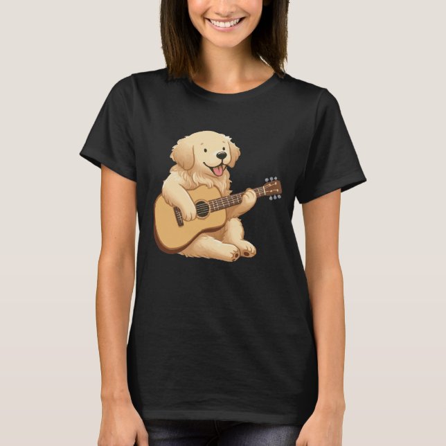Camiseta Ouro Bonito Retriever tocando violão (Frente)