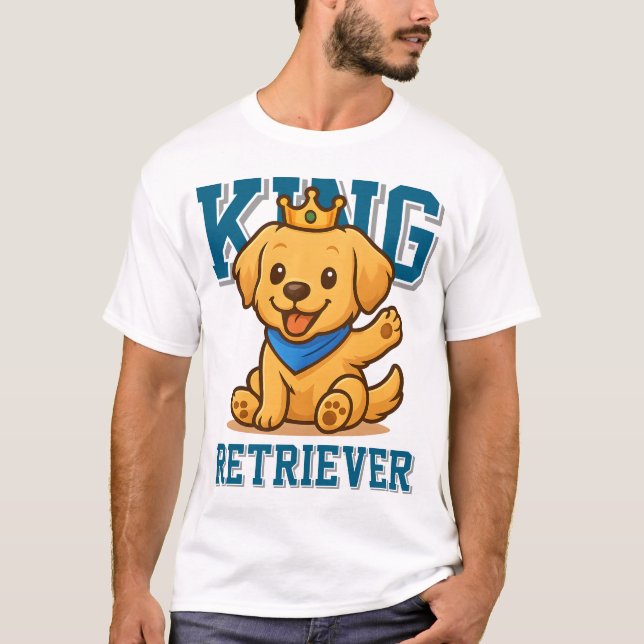 Camiseta Ouro Bonito Retriever Unisex Homem Mulher Vestida (Frente)