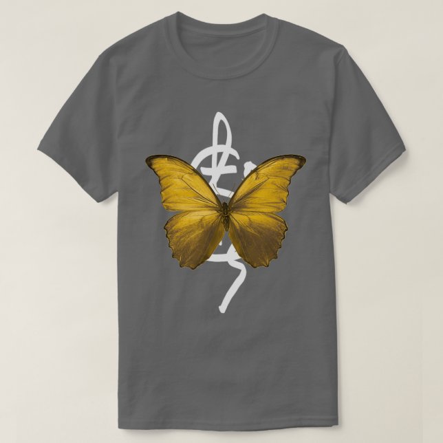 Camiseta Ouro borboleta pode ser transformado (Frente do Design)