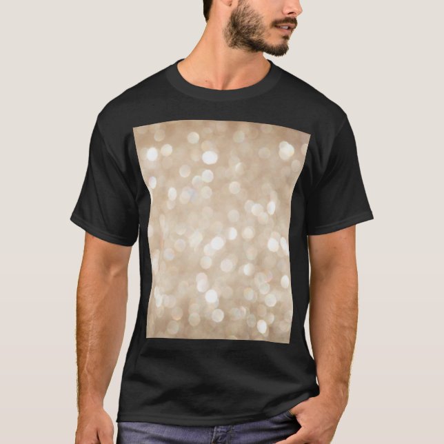 Camiseta Ouro brilhante, fundo de Natal desfocado. (Frente)