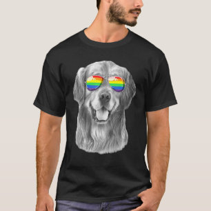 Camiseta Ouro Cachorro Indicador Óculos escuros Lgbt