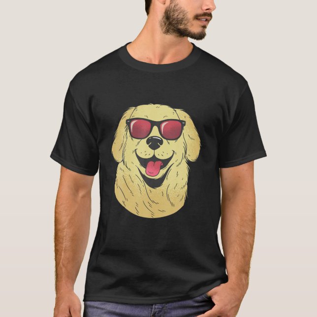 Camiseta Ouro Cão Cachorro Retriever Óculos Cachorros Cacho (Frente)
