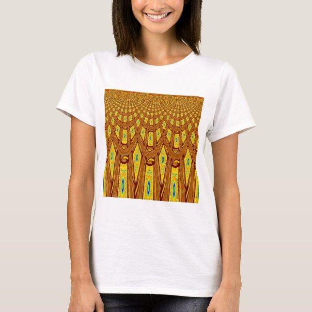 Camiseta Ouro Castanho-Africano Vetor Tribal (Frente)