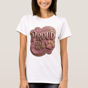 Camiseta Ouro Cativante PROUD CAT MOM Design Moderno