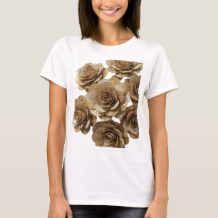 Camiseta Ouro Cativante ROSAS DORADAS Design Gráfico