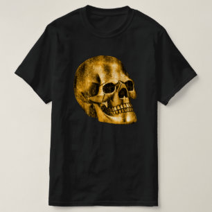 Camiseta Ouro Caveira Legal Luxúria Negra-Gótica Halloween