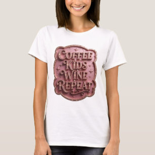 Camiseta Ouro Chamativo CAFE CRIANÇAS VINHO REPITA