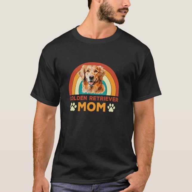 Camiseta Ouro da mãe Cachorro Retro Sunset Dia das Mães (Frente)
