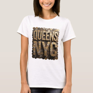 Camiseta Ouro da Moda QUEENS NYC Design de Destaque