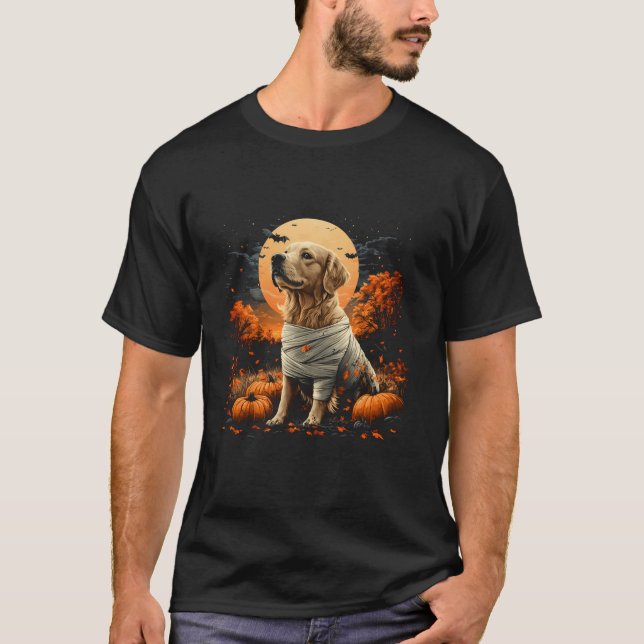 Camiseta Ouro da múmia Retriever Pumpkin Assustador Cão de  (Frente)