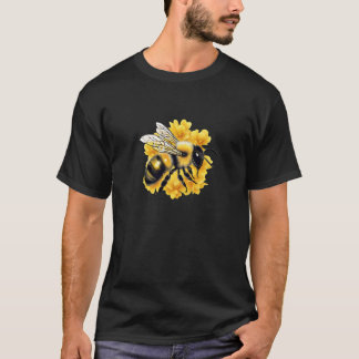 Camiseta Ouro de abelha e flores