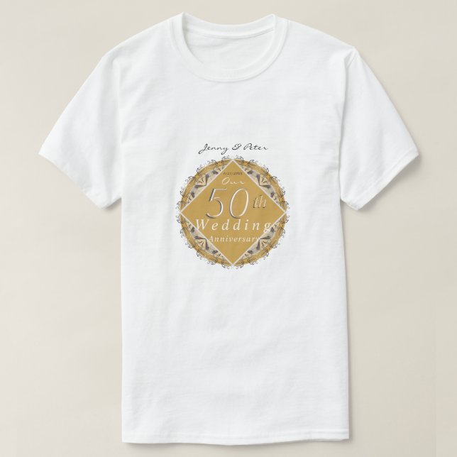 Camiseta ouro de aniversário de 50 anos de casamento T-Shir (Frente do Design)